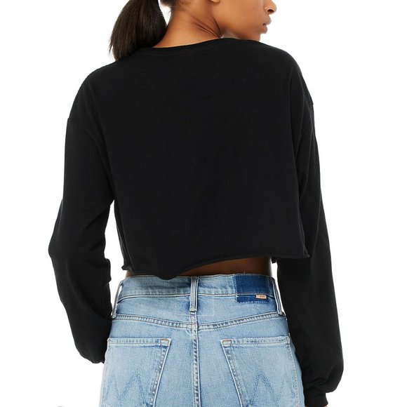 Bella Canvas Black Cropped Sweatshirt Size Large - Picture 4 of 9